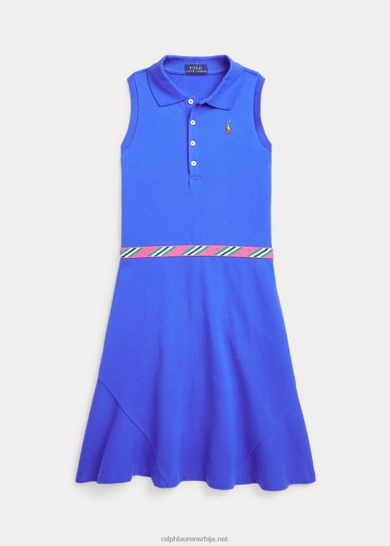 клинци Ralph Lauren растезљива мрежаста поло хаљина са гросграин трим V2V446958 нова шареница