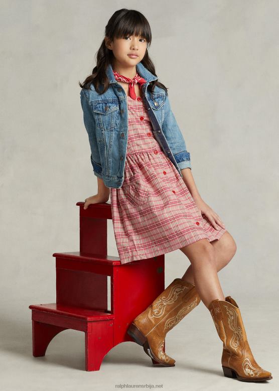 клинци Ralph Lauren карирана памучна хаљина од поплина V2V446969 розе кариран