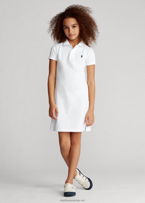 клинци Ralph Lauren памучна мрежаста поло хаљина V2V447021 бео
