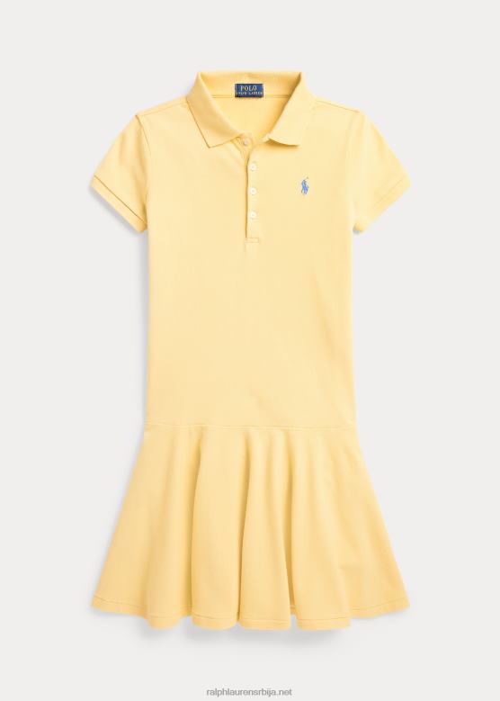 клинци Ralph Lauren растезљива памучна мрежаста поло хаљина V2V447034 кукурузно жуто