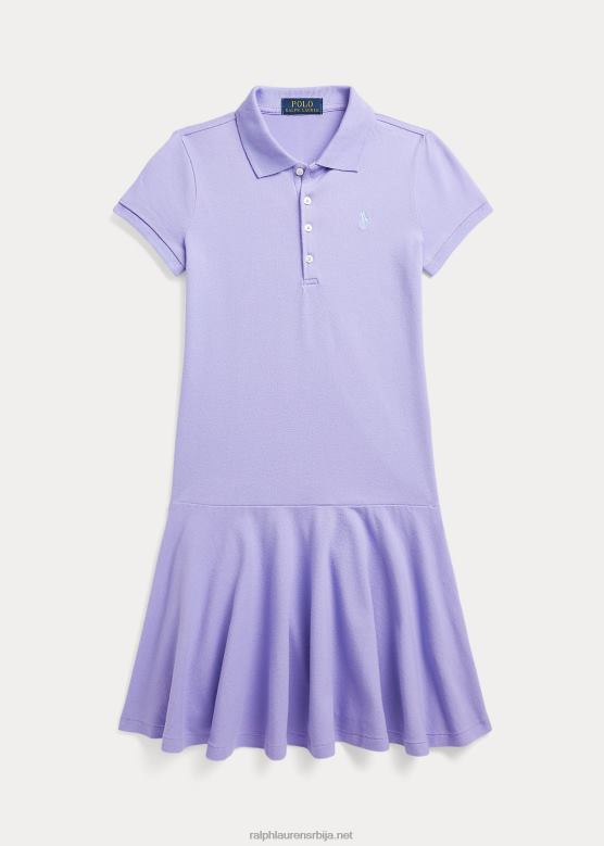 клинци Ralph Lauren растезљива памучна мрежаста поло хаљина V2V447036 небеска лаванда
