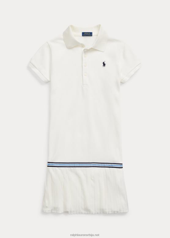 клинци Ralph Lauren плисирана растезљива мрежаста поло хаљина V2V447175 палуба бела