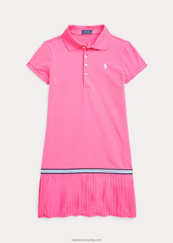 клинци Ralph Lauren плисирана растезљива мрежаста поло хаљина V2V447177 пустињско розе