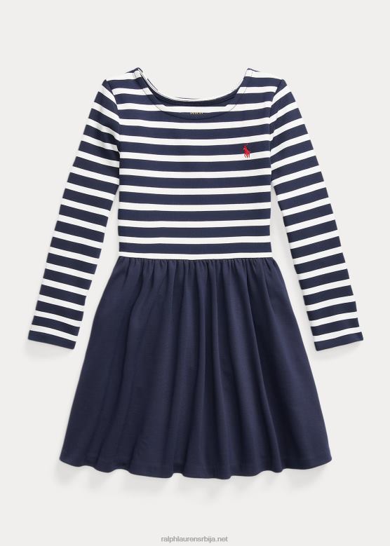 клинци Ralph Lauren пругаста растезљива понте хаљина V2V447405 рл тамноплава/децквасх бела