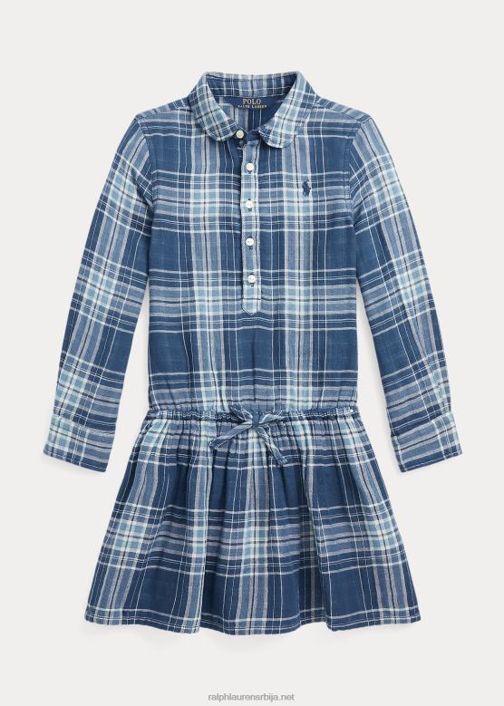 клинци Ralph Lauren карирана дупла памучна кошуља V2V447445 плава/плава карирана