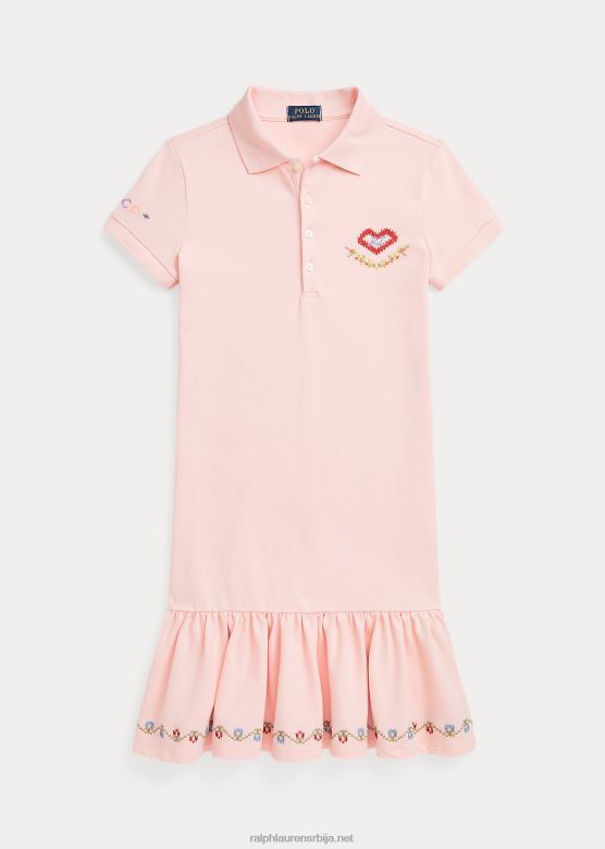 клинци Ralph Lauren везена мрежаста поло хаљина V2V447566 ружичасти песак