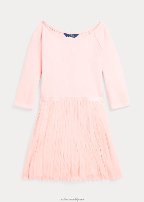 клинци Ralph Lauren плисирана растезљива хаљина од понте-џерсија V2V447598 ружичасти песак