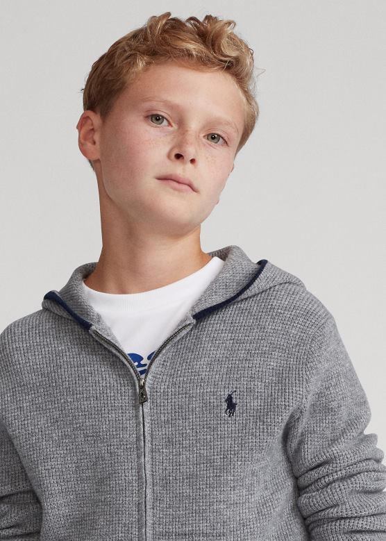 клинци Ralph Lauren дуксерица од кашмира са пуним патентним затварачем V2V446020 сиви вријесак