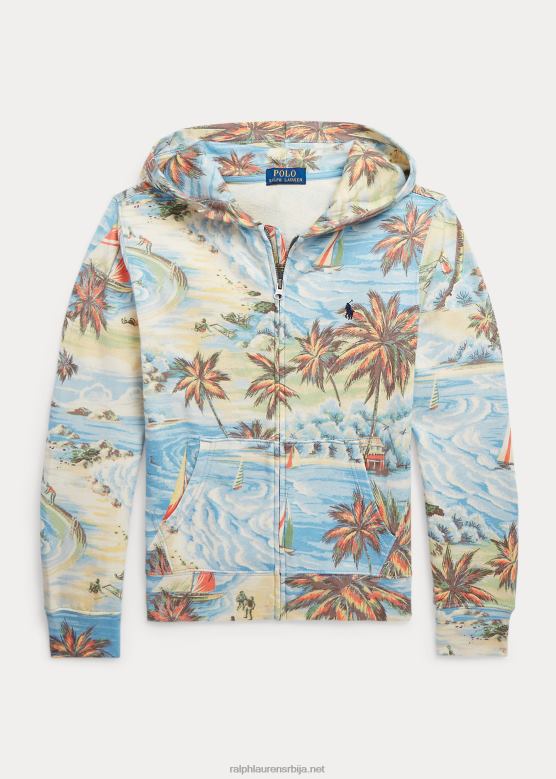 клинци Ralph Lauren фротир дуксерица са тропским принтом са пуним патентним затварачем V2V446117 хавајски базар на плажи
