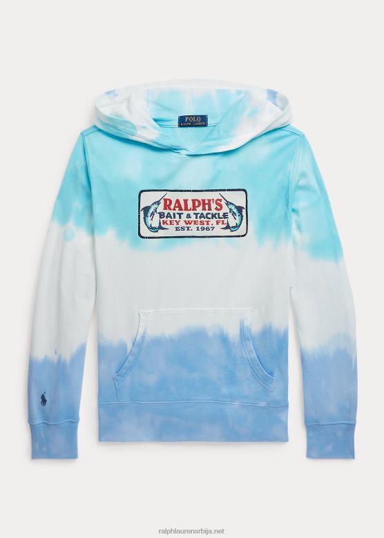 клинци Ralph Lauren тие-дие спа фротир капуљача са графиком V2V446122 острвска аква боја за кравату