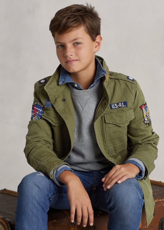 клинци Ralph Lauren јакна од памучне рибље кости V2V446016 маслинова планина