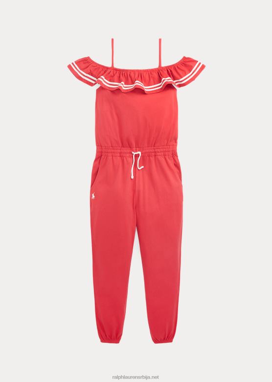 клинци Ralph Lauren комбинезон од набораног памучног дреса V2V447122 десна црвена