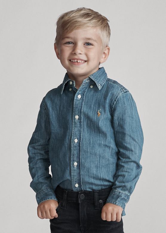 клинци Ralph Lauren памучна тексас кошуља V2V445708 тамно плава