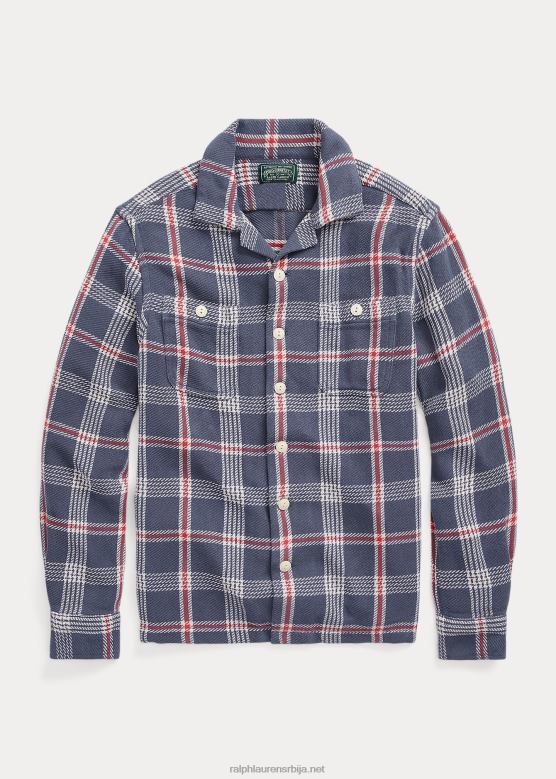 клинци Ralph Lauren мадрас-карирана памучна добби камп мајица V2V446191 морнарско/бели мулти