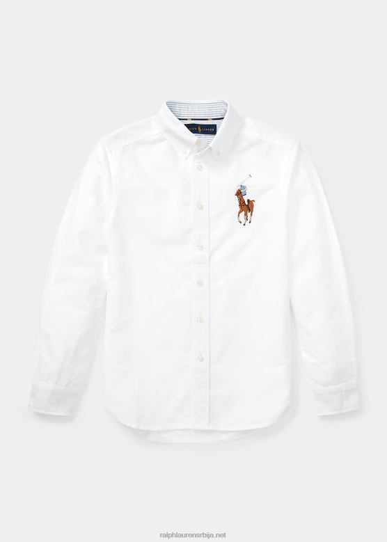 клинци Ralph Lauren памучна оксфордска кошуља великог понија V2V446306 бео