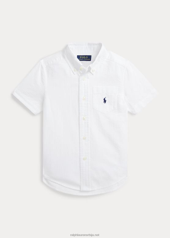клинци Ralph Lauren памучна кошуља кратких рукава сеерсуцкер V2V446417 бео