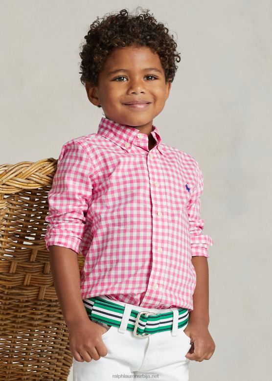 клинци Ralph Lauren кошуља од гингхам памука V2V446423 ресорт ружа/бела