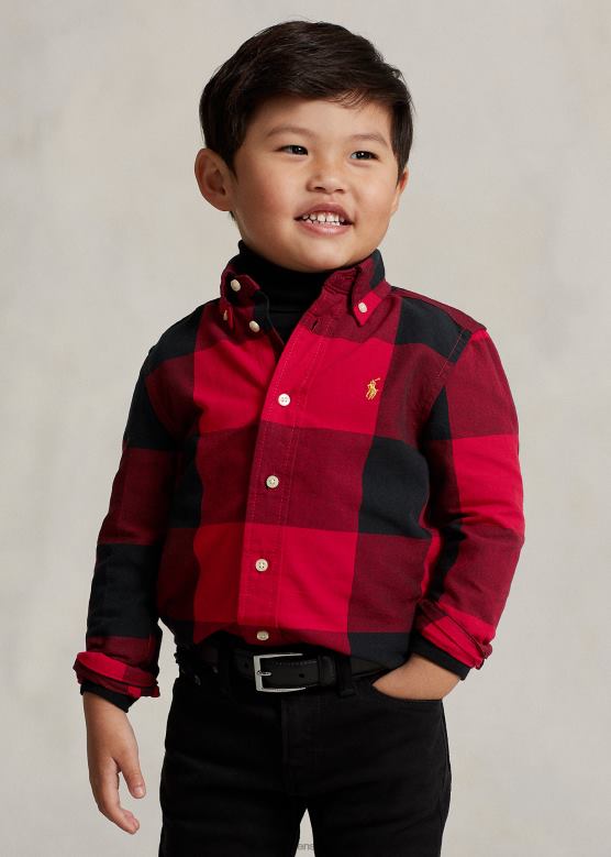 клинци Ralph Lauren лунарна нова година памучна оксфордска кошуља V2V446440 Црвена црна