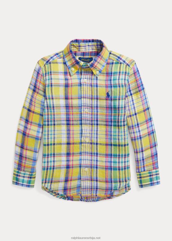 клинци Ralph Lauren карирана ланена кошуља V2V446471 жуто/зелено мулти