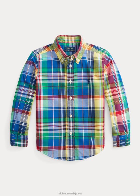 клинци Ralph Lauren карирана памучна кошуља од поплина V2V446473 краљевски/морнарски мулти