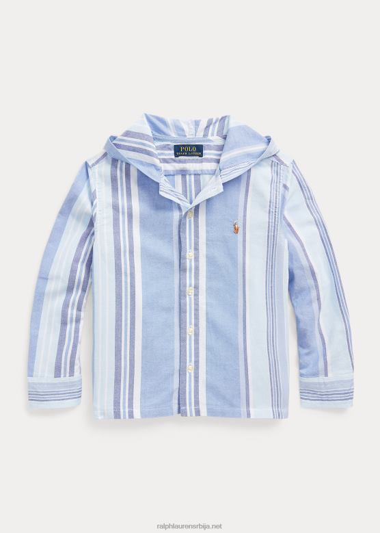 клинци Ralph Lauren пругаста памучна оксфордска кошуља са капуљачом V2V446475 плави мулти