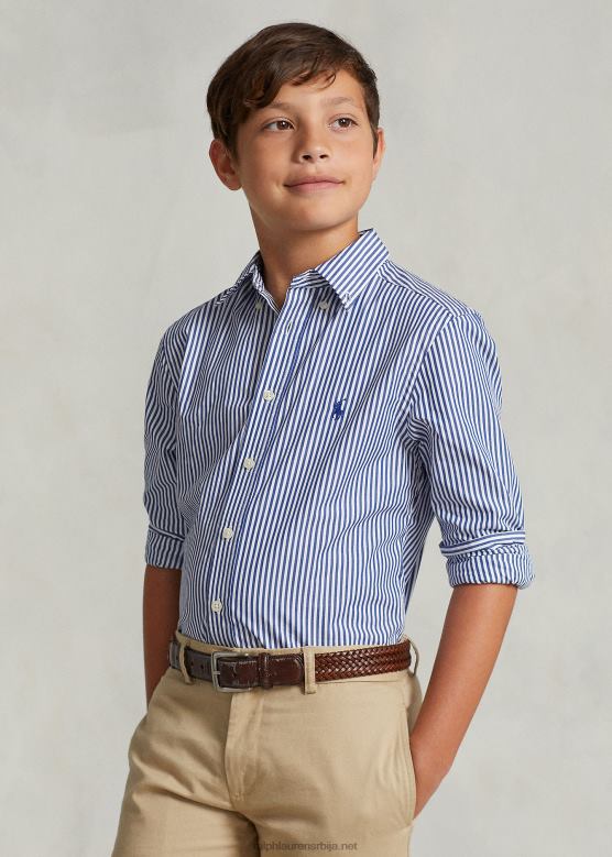 клинци Ralph Lauren пругаста памучна кошуља од поплина V2V446546 морнарско/бела