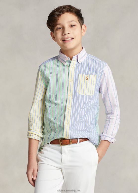 клинци Ralph Lauren пругаста памучна оксфордска забавна кошуља V2V446553 стрипе фунсхирт