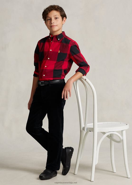 клинци Ralph Lauren лунарна нова година памучна оксфордска кошуља V2V446575 Црвена црна