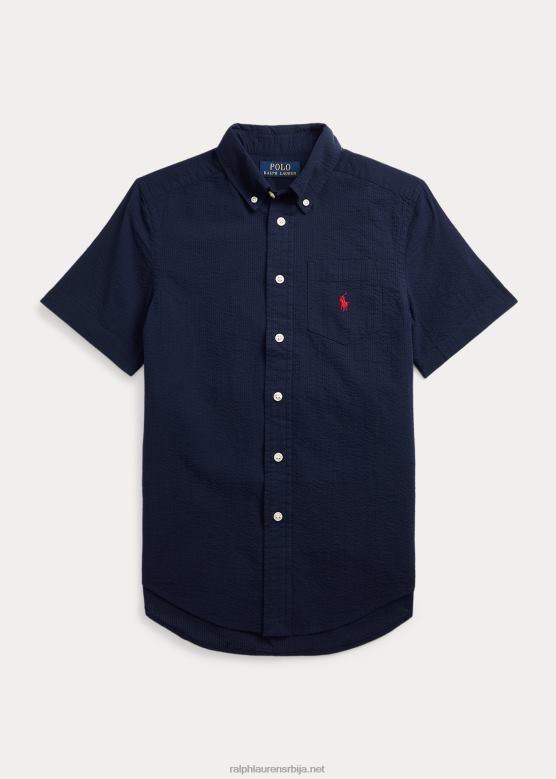 клинци Ralph Lauren памучна кошуља кратких рукава сеерсуцкер V2V446587 асториа морнарица