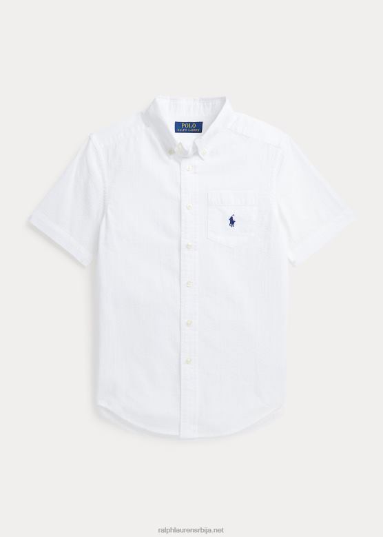 клинци Ralph Lauren памучна кошуља кратких рукава сеерсуцкер V2V446588 бео