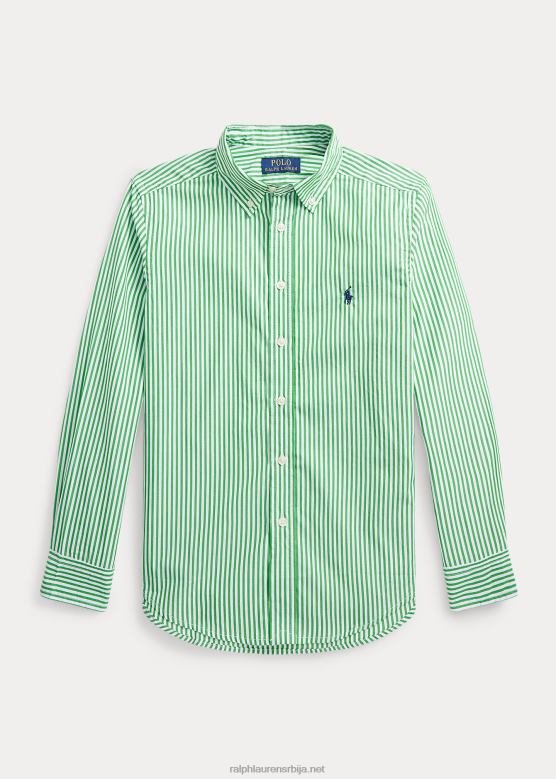 клинци Ralph Lauren пругаста памучна кошуља од поплина V2V446595 зелено/бело