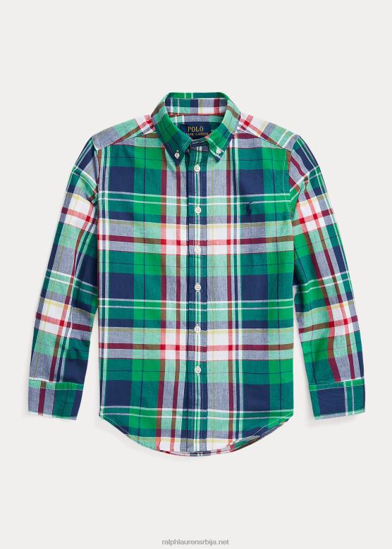 клинци Ralph Lauren памучна мадрас кошуља V2V446621 зелено/плаво мулти