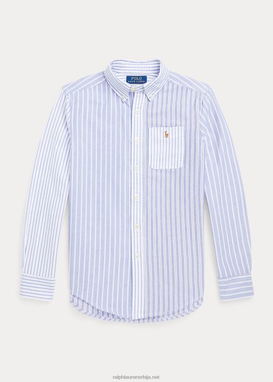 клинци Ralph Lauren пругаста памучна оксфордска забавна кошуља V2V446643 плава забавна мајица