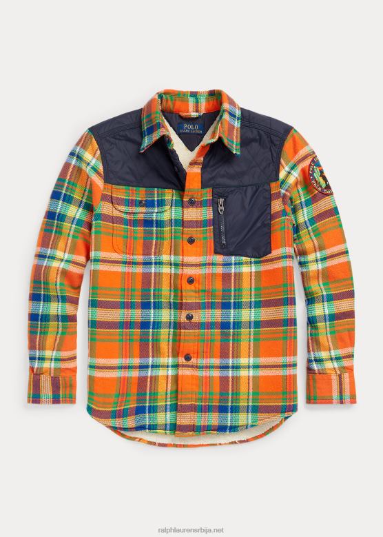 клинци Ralph Lauren карирана кошуља од фланела са подставом од флиса V2V446678 наранџасти/краљевски мутли