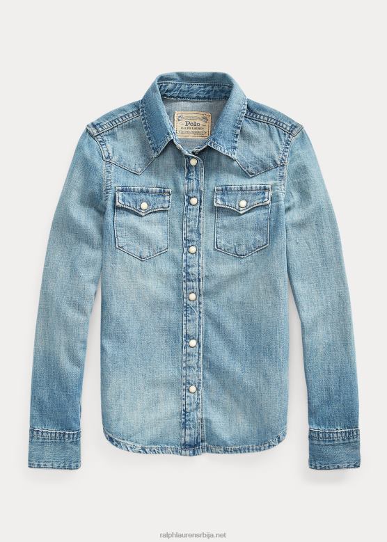 клинци Ralph Lauren западњачка кошуља од памучног тексаса V2V447205 Плави