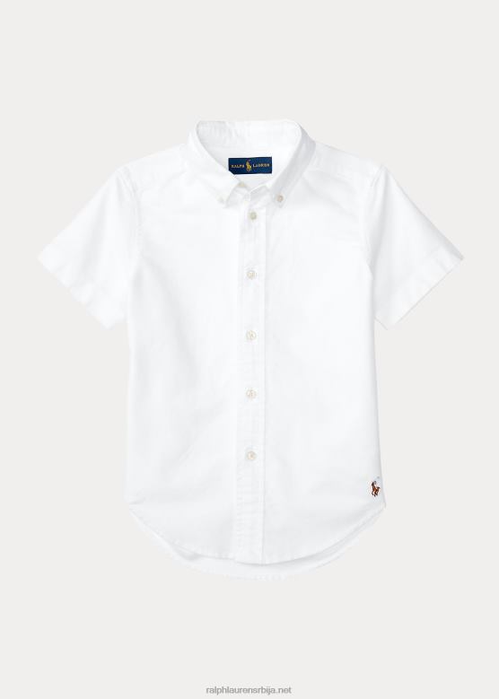 клинци Ralph Lauren памучна оксфордска униформна кошуља кратких рукава V2V449757 бео