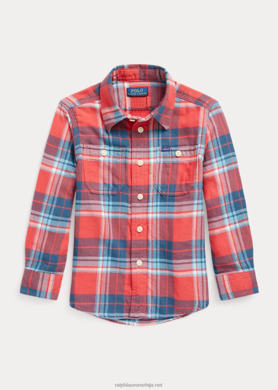 клинци Ralph Lauren карирана радна кошуља од памучног кепера V2V449903 црвено/плаво мулти