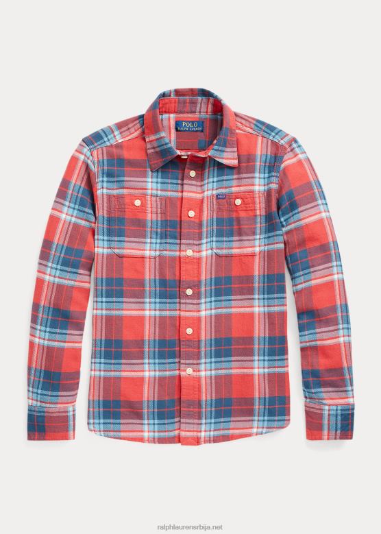 клинци Ralph Lauren карирана радна кошуља од памучног кепера V2V449931 црвено/плаво мулти