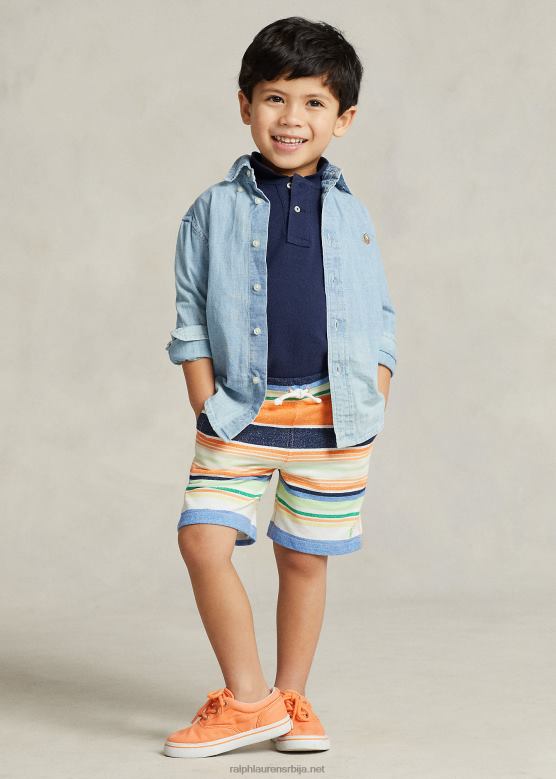 клинци Ralph Lauren пругаста памучна мрежа кратка V2V445631 рајска пруга наранџаста