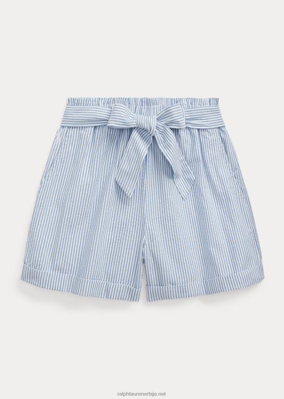 клинци Ralph Lauren опасан памук сеерсуцкер папирна врећа кратка V2V447139 плаво бели