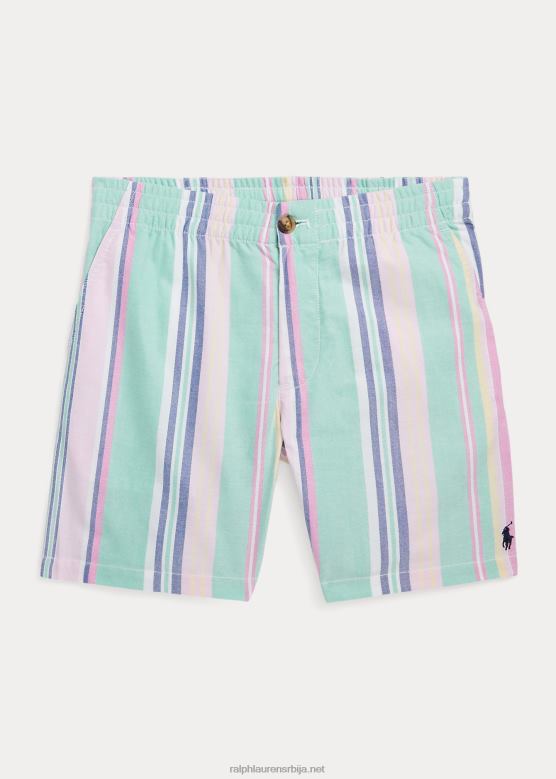 клинци Ralph Lauren поло препстер пругасте оксфордске кратке хлаче V2V449851 морска пена/розе мулти