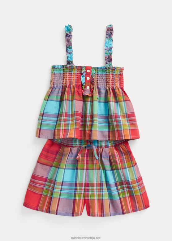 клинци Ralph Lauren памучни мадрас кратки сет V2V449939 црвени мулти