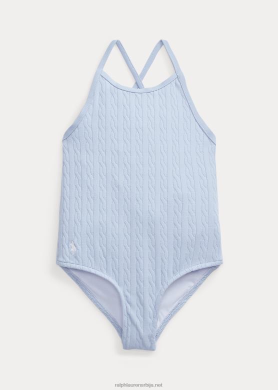 клинци Ralph Lauren растезљиви жакардни једноделни купаћи костим V2V446871 канцеларијско плаво