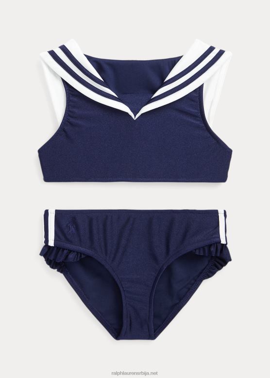 клинци Ralph Lauren наутички растезљиви дводелни купаћи костим V2V449955 префињена морнарица