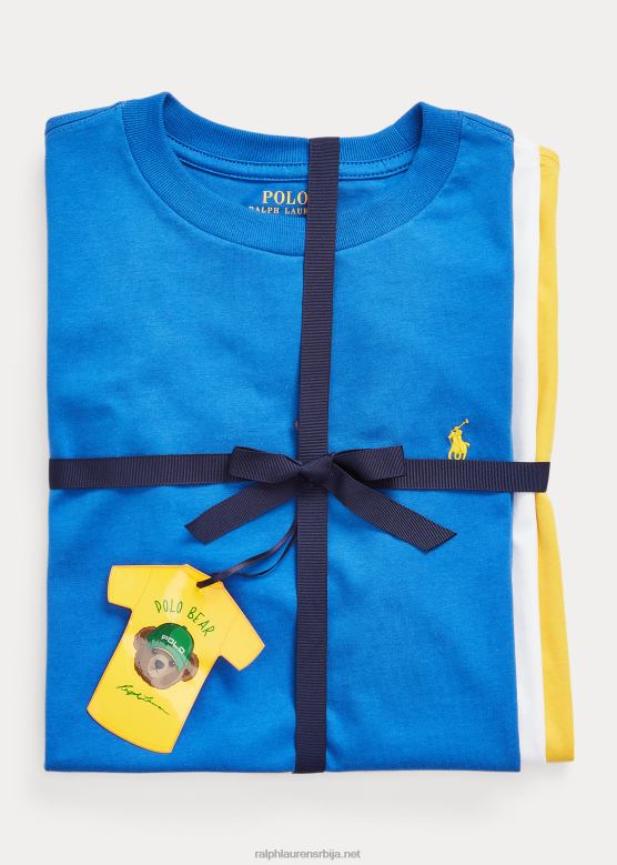 клинци Ralph Lauren памучна мајица са округлим изрезом од 3 ком V2V446493 плава/бела/жута