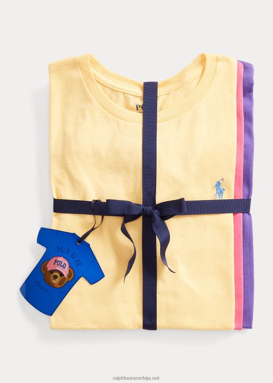 клинци Ralph Lauren памучна мајица са округлим изрезом од 3 ком V2V447395 империја жута/ружичаста