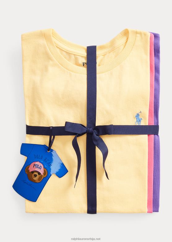 клинци Ralph Lauren памучна мајица са округлим изрезом од 3 ком V2V447561 империја жута/ружичаста