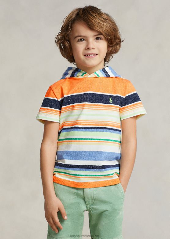 клинци Ralph Lauren пругаста памучна мрежаста мајица са капуљачом V2V445633 рајска пруга