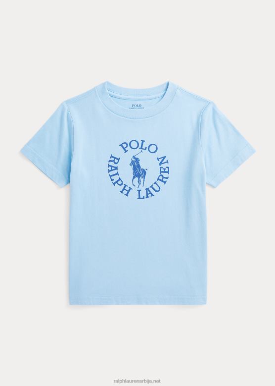 клинци Ralph Lauren Биг пони лого памучна мајица од џерсија V2V445742 Плави пудер