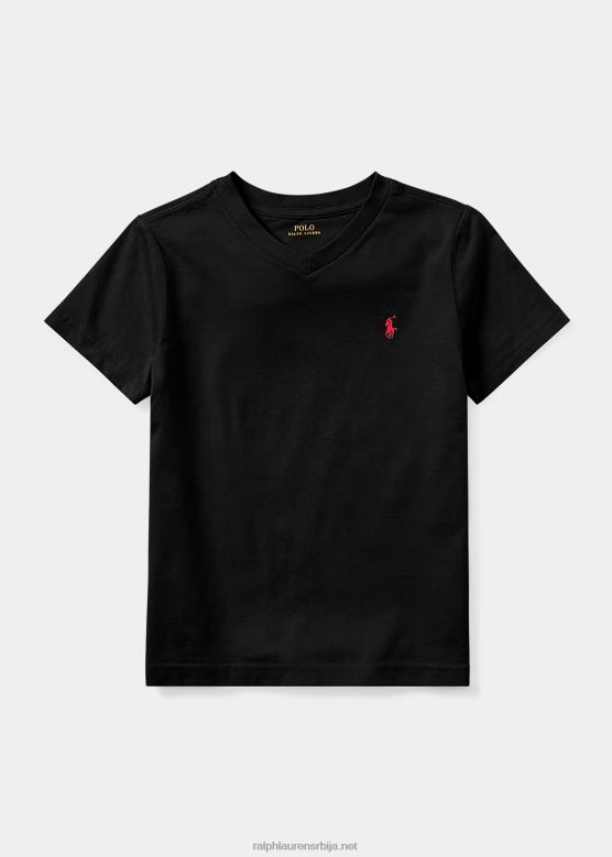 клинци Ralph Lauren Мајица од памучног дреса с в-изрезом V2V445901 рл црна